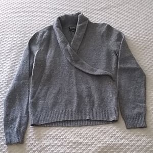 Vintage Lauren Ralph Lauren Sz L Lambswool Angora Faux Wrap Sweater Shawl Collar